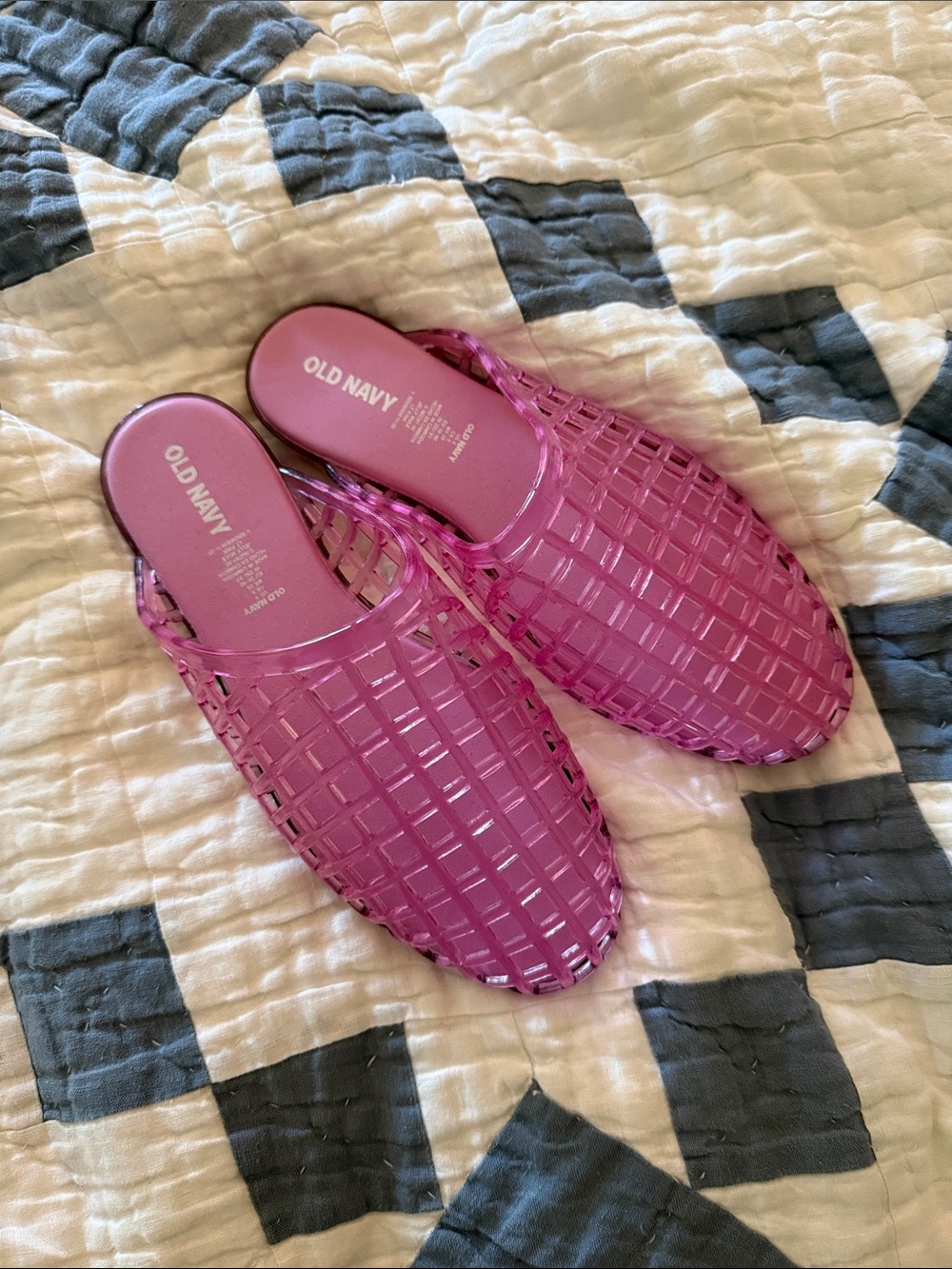 Old Navy Pink Woven Jelly Slide Mules